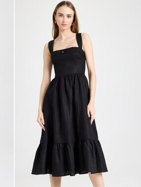 Reformation Rowen Maxi Linen Dress Size 4 In Black
